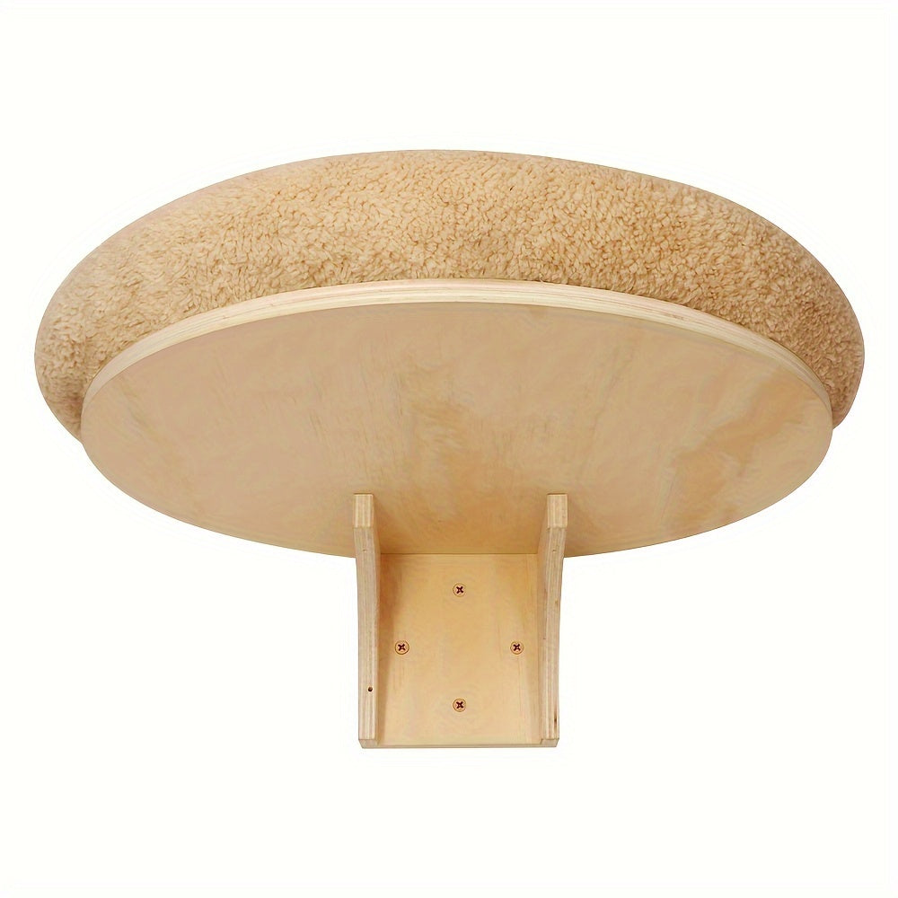 Modern Raw Wood Wall-Mounted Cat Bed for Indoor Cats