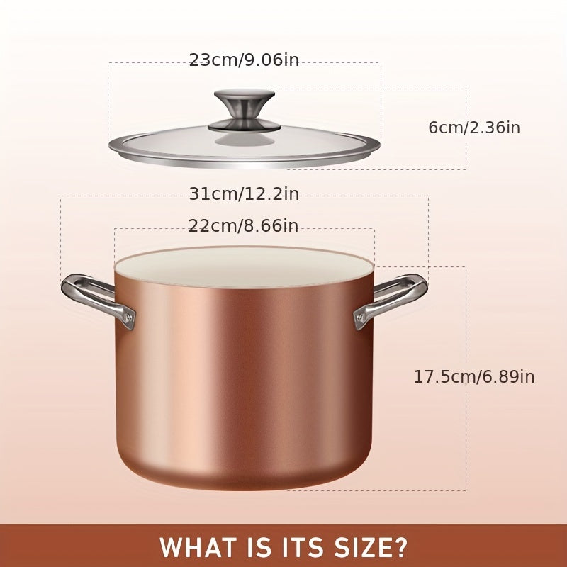 Nonstick Stock Pot 7 Quart Soup Pasta Pot with Lid 22cm Induction Oven Safe