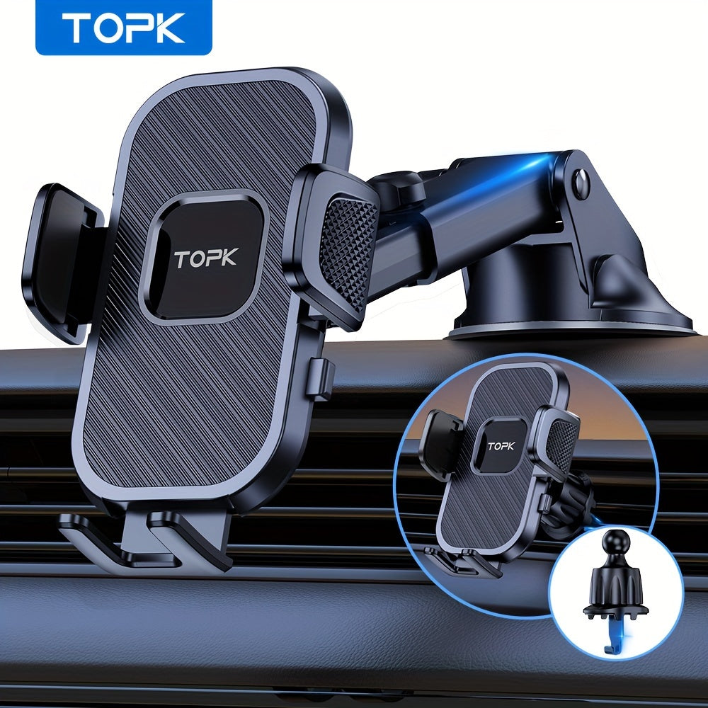 Soporte universal para teléfono de coche, agarre texturizado negro, ajustable en tablero y rejilla de ventilación compatible