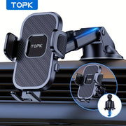 Soporte universal para teléfono de coche, agarre texturizado negro, ajustable en tablero y rejilla de ventilación compatible