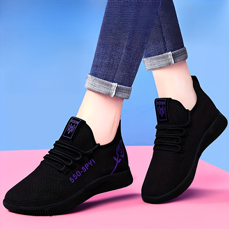 Women's Knitted Running Shoes Breathable Low Top Sneakers Casual Trainers