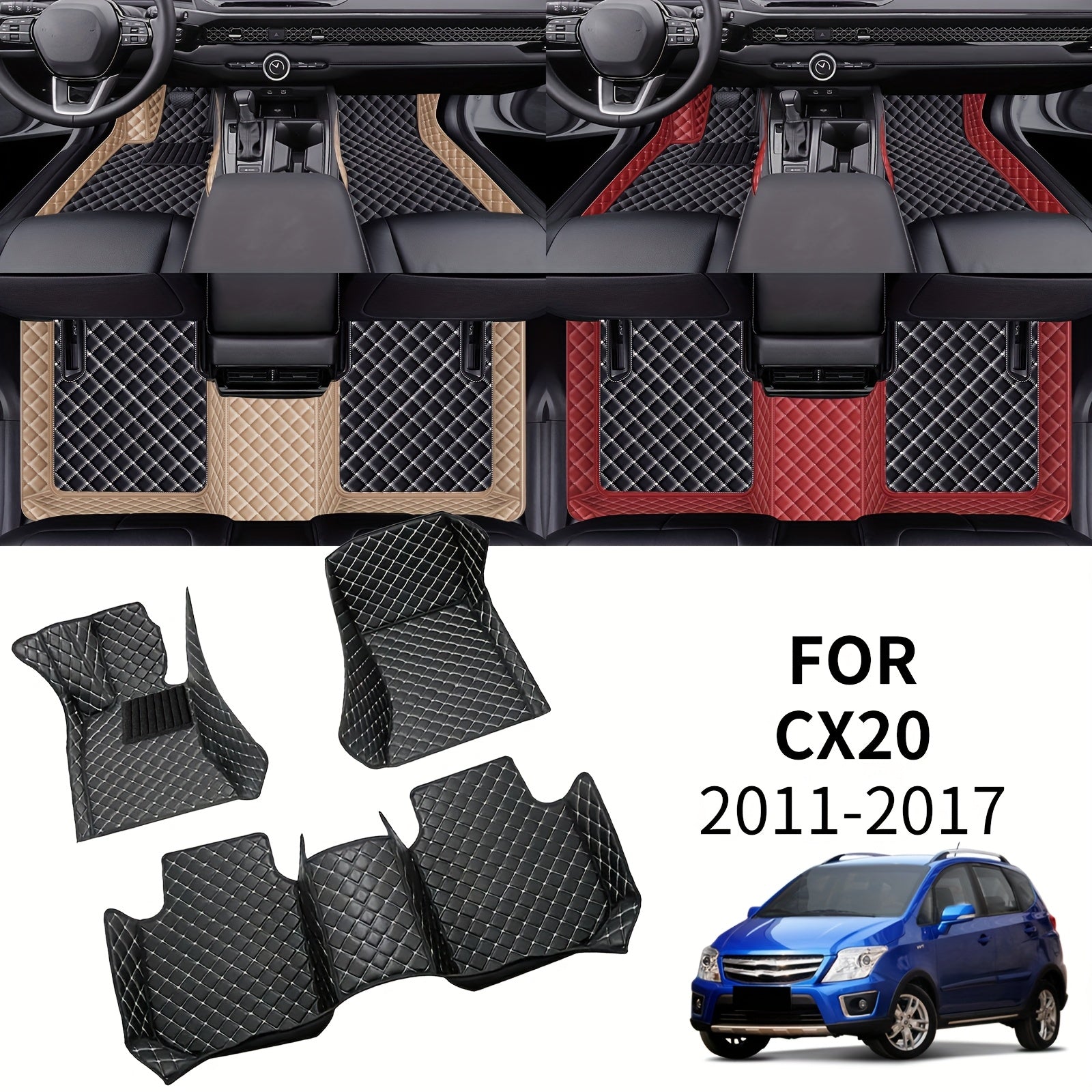 Car Floor Mat Faux Leather All-Weather Durable for Left-Hand Drive