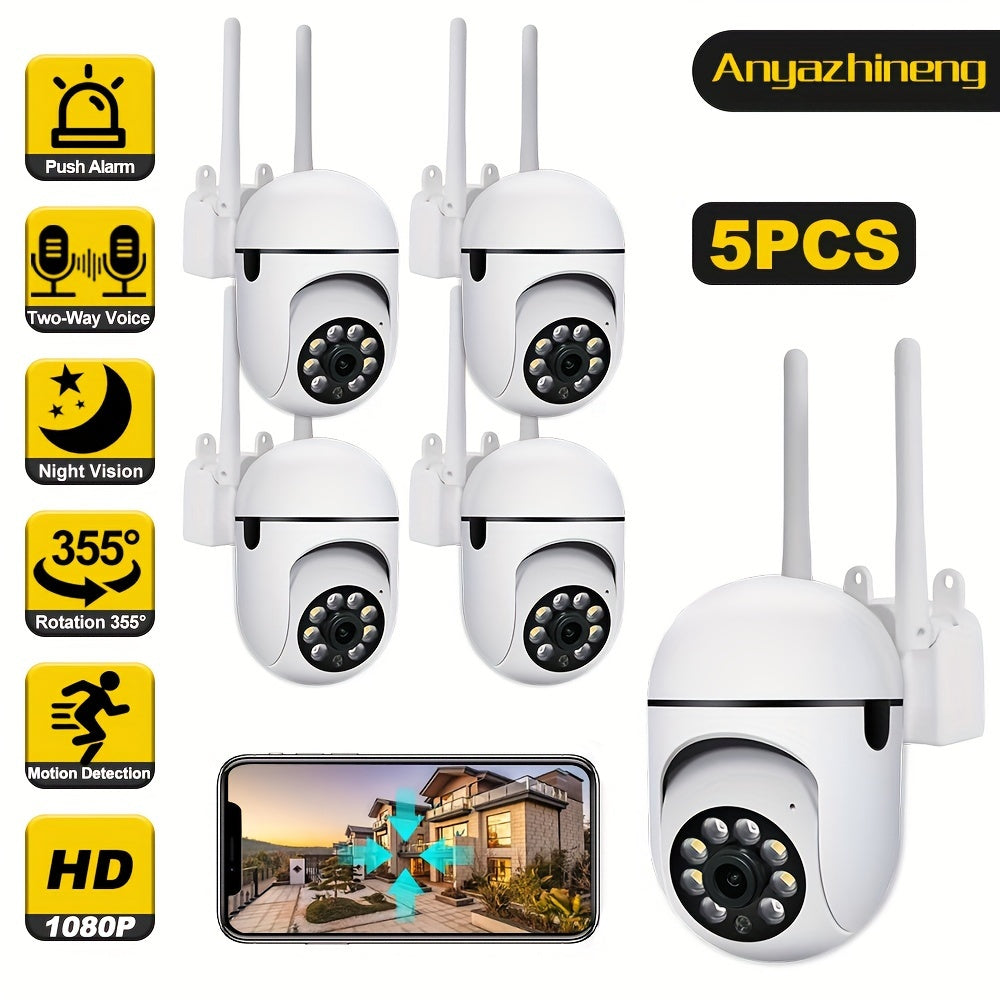 Outdoor Security Camera System with Night Vision Motion Alerts and Two-Way Audio 5-Pack