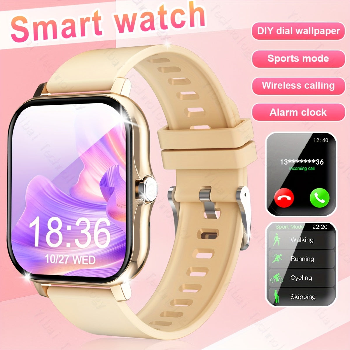 Unisex Sports Smartwatch 1.83-Inch HD Touch Screen Call and Fitness Tracker