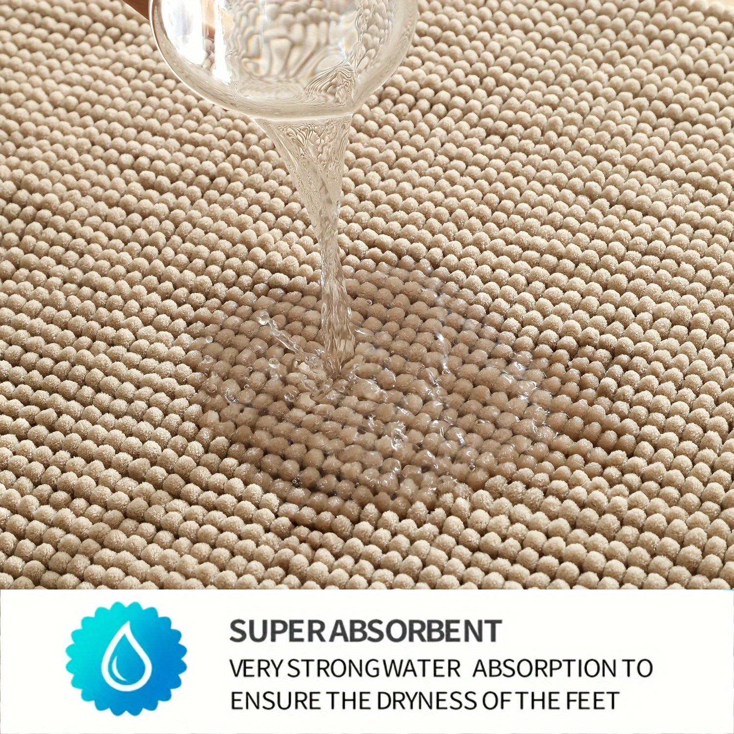 Luxurious Chenille Bath Mat 2cm Thick Non-Slip Absorbent Quick-Dry