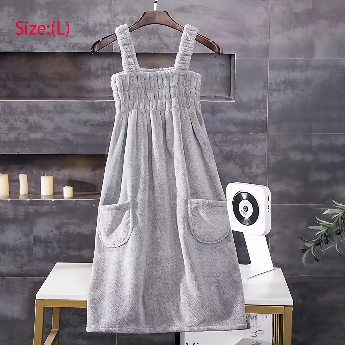 Absorbent Quick-Drying Bath Towel with Pockets for Women Spa Bathroom Bedroom