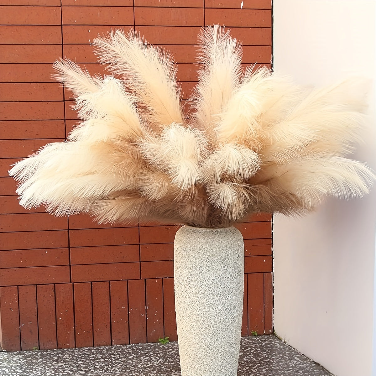 5pcs Large Faux Pampas Grass Stems Orange for Home Decor Tabletop Arrangements