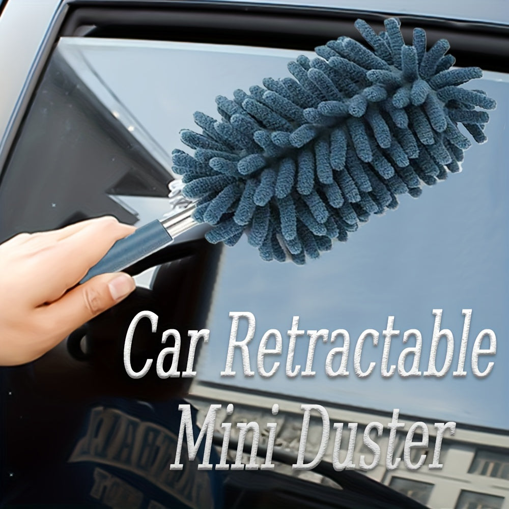 Mini Car Duster Set with Extendable Handle Microfiber Replacement Heads