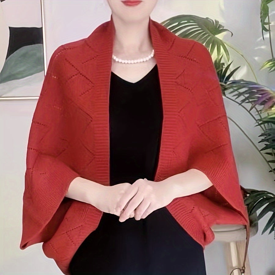 Women's Knit Shawl Scarf Solid Color Batwing Sleeves Chilly Seasons