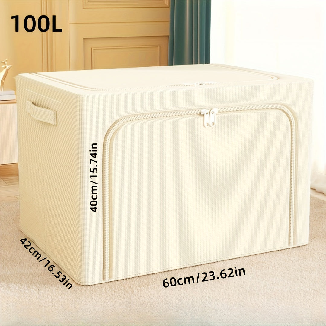 Storage Box Waterproof Cordura Foldable Steel Frame with Transparent Window for Wardrobes Vehicles and Moving
