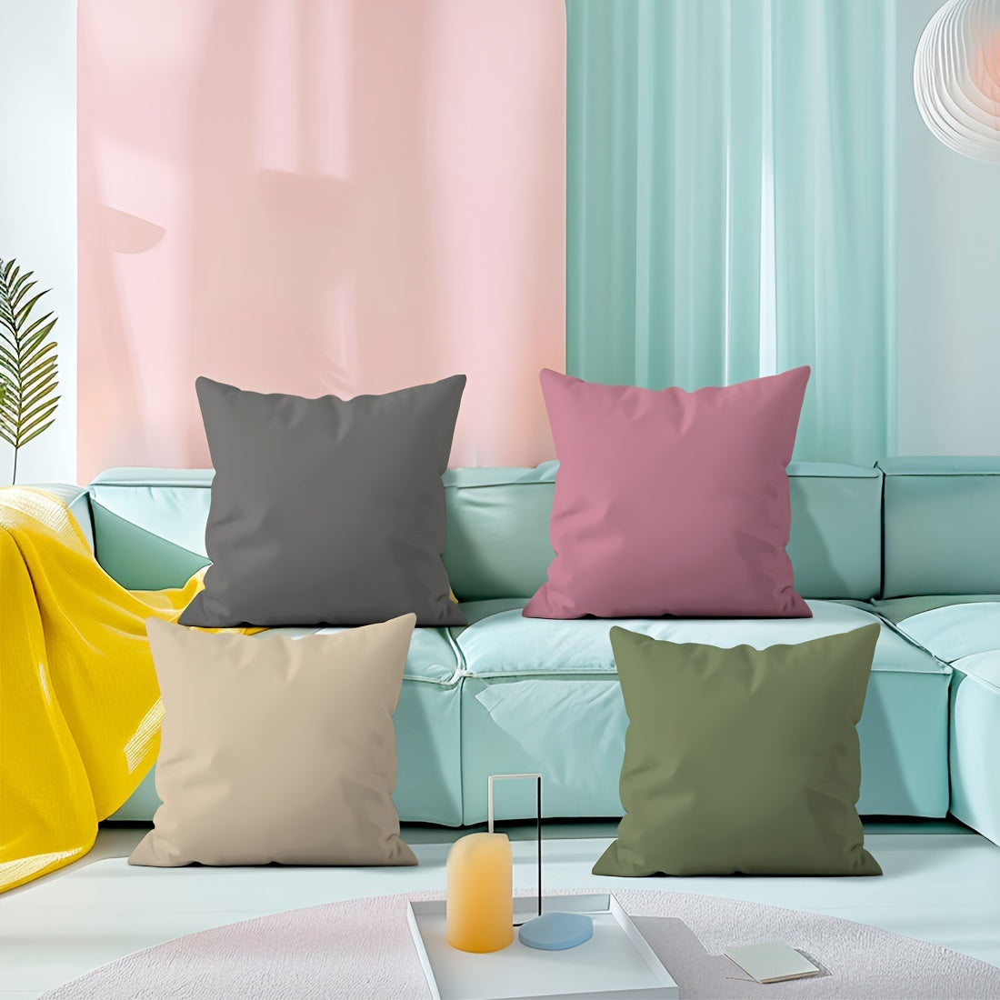 Современная наволочка для подушки с однотонным цветом и односторонним принтом, из машинно-стираемого полиэстера с невидимой молнией. Размер 45x45 см для универсального декора комнаты.