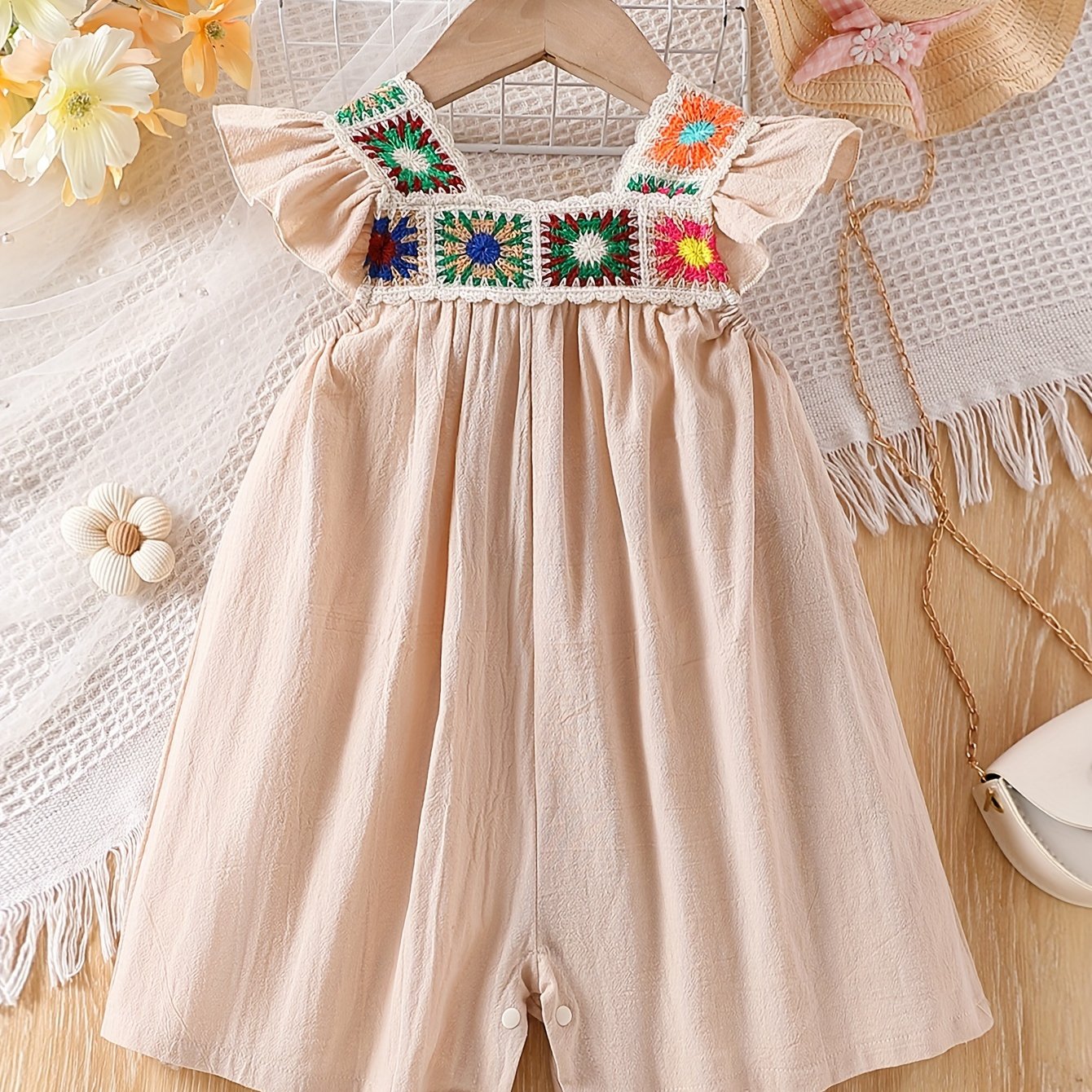 Mono de verano para bebé niña con mangas con volantes y pantalones de falda de pierna ancha para niñas pequeñas