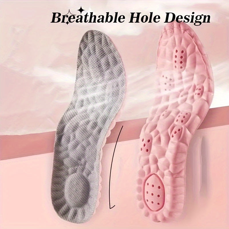 Women's Soft 4D Sports Insoles Pink Sizes 5-9.5 Shock Absorption