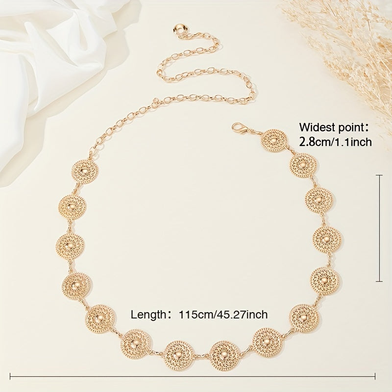 Женский золотой круглый полый поясной цепь украшение для фестивалей и вечеринок