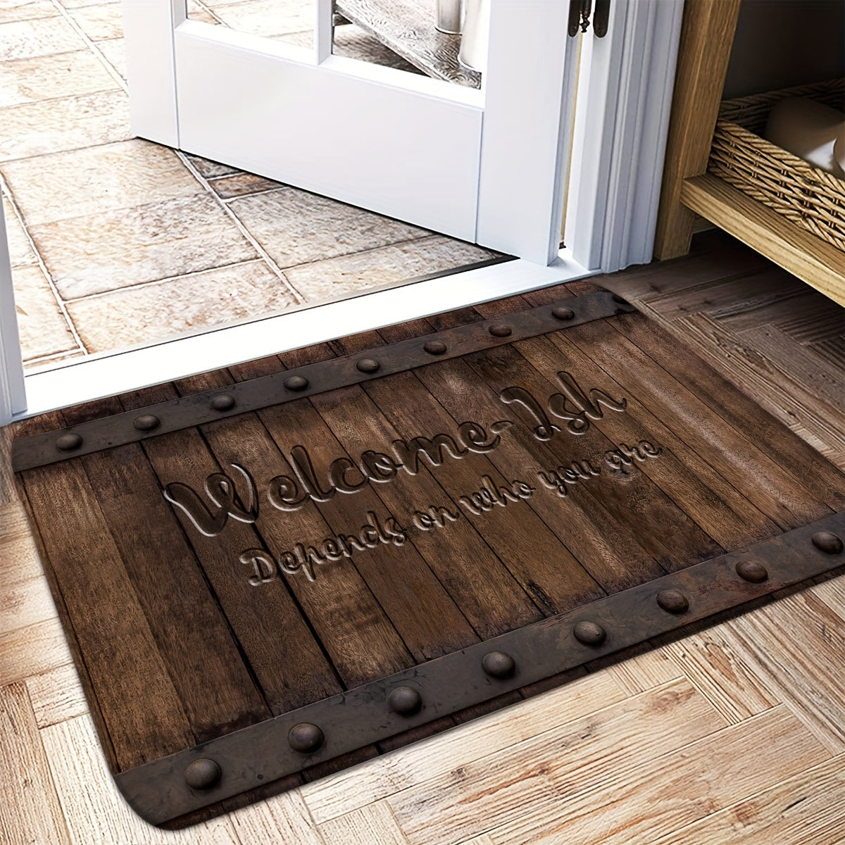 Rustic Welcome Mat Anti-Slip Easy to Clean Farmhouse Rug for Entryway