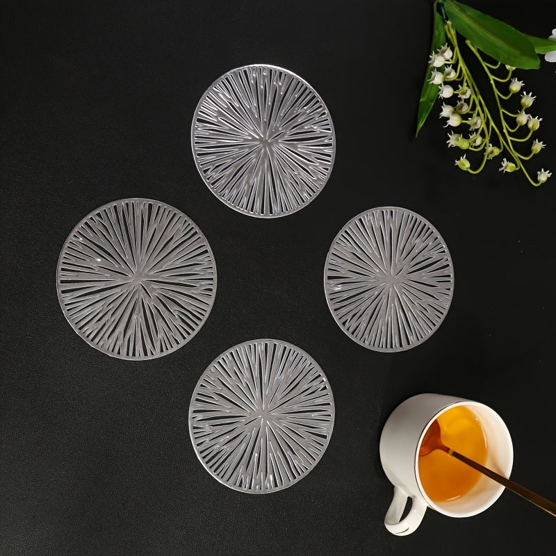 Set of 6 Fireworks Coasters PVC Washable Reusable Non-slip Heat Insulation for Coffee Wine Tea