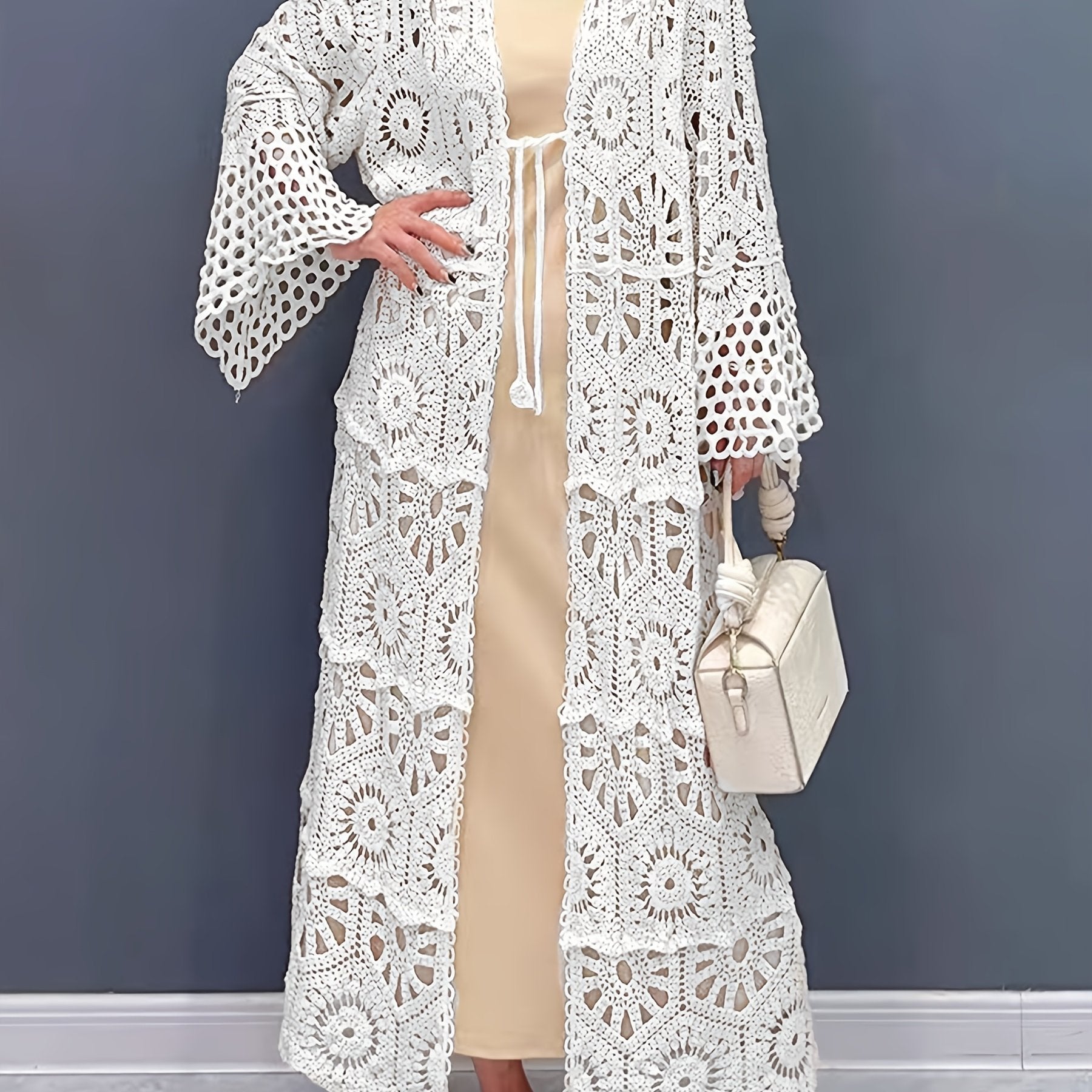 Cárdigan de punto suelto para mujer, de color sólido, semi-translúcido, de algodón y poliéster, casual, para todas las estaciones