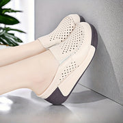 Women's Breathable Slip-On Mules with Thick Platform Sole and Perforated Design