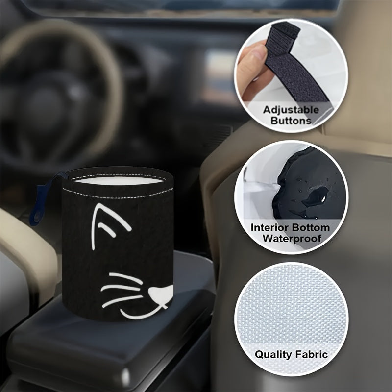 Ayollar uchun multfilm mushuk yuzli avtomobil axlat qutisi, yig‘iladigan axlat qutisi, transport uchun saqlash