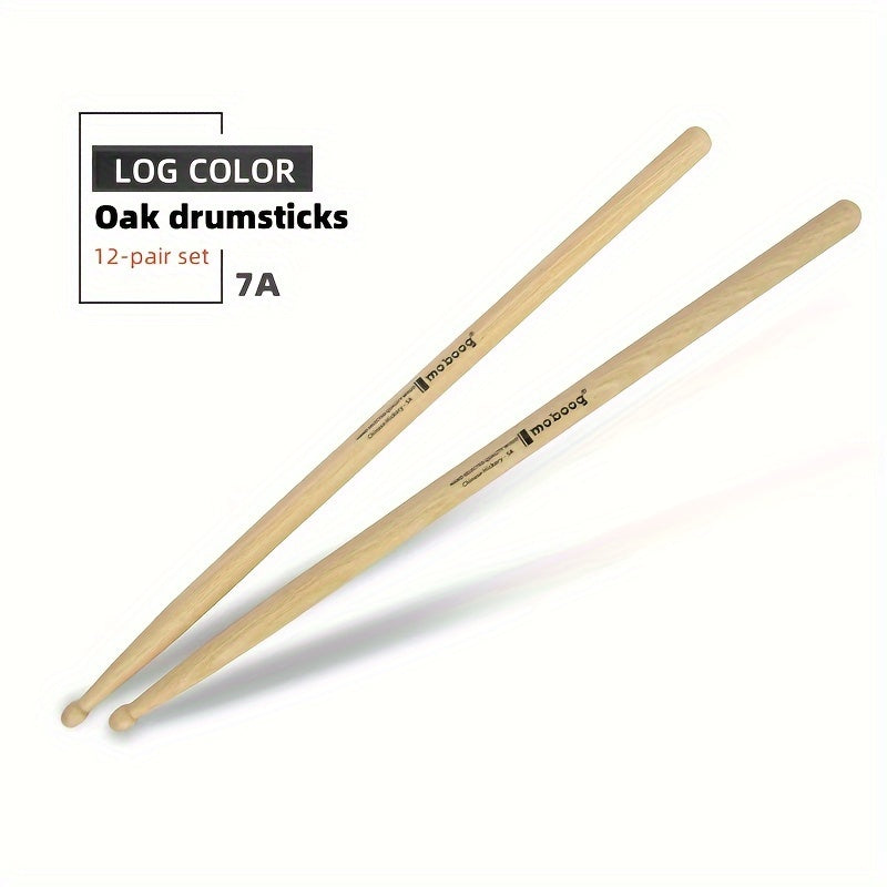 Set of 12 Oak Drumsticks 5A/7A for Jazz Percussion Electronic Drums