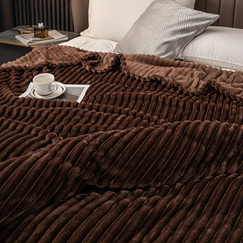 Plush Checkered Rabbit Fur Effect Blanket for Cold Nights and Cozy Snuggling