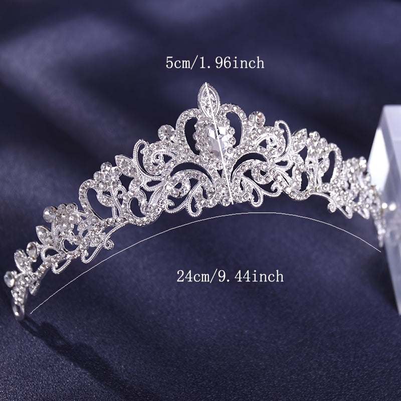 Ayollar va qizlar uchun to'y uchun bridal tiara taqmoq taxtasi, rhinestones bilan barokko dizayni