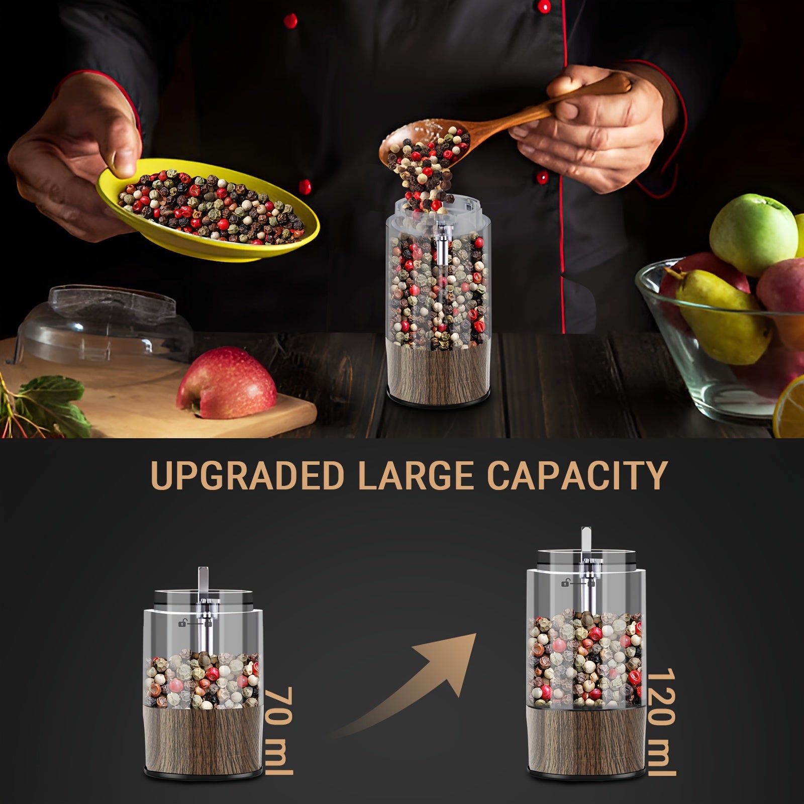 Портативная электрическая кофемолка с USB-зарядкой, ЖК-дисплеем, управлением одним нажатием для кофе и специй