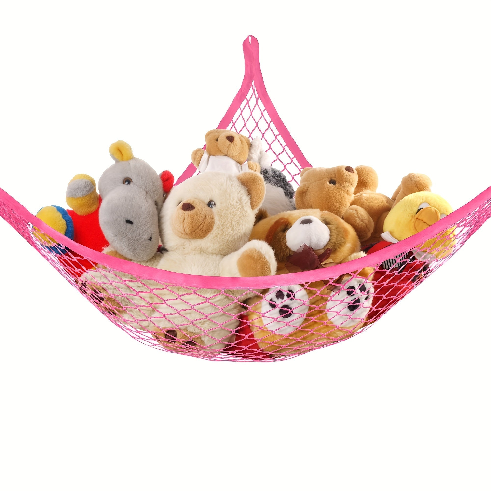 Wall Organizer for Doll Collections with Hooks and Net Hammock for Plush Toys