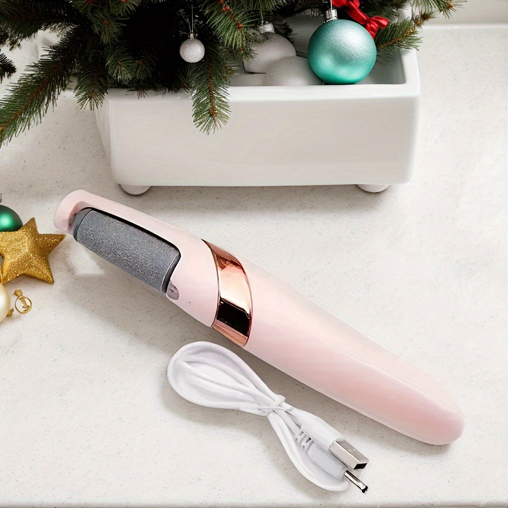 USB zaryadlash bilan pushti va oq rangdagi qayta zaryadlanuvchi elektr oyoq skraberi, hid chiqarmaydigan kallus olib tashlovchi va harakatda gigiena saqlash uchun portativ dizayn.