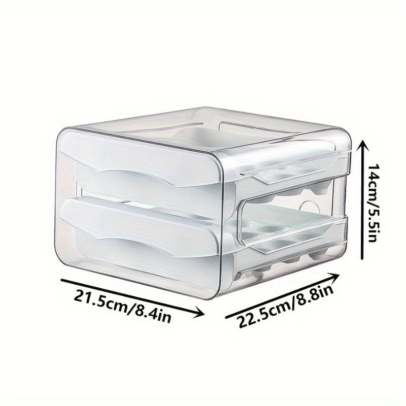 Egg Storage Organizer Plastic 32-Grid Double-Layer Refrigerator Shelf