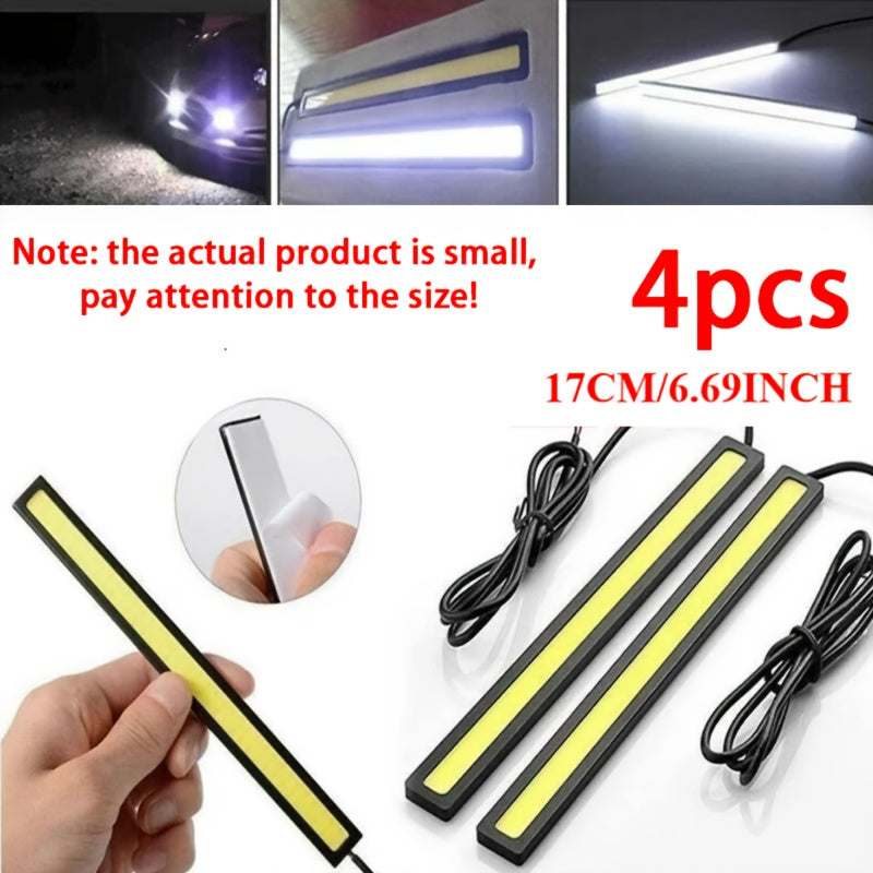 Car LED Light Bars Set of 4 17cm Ultra-Thin COB Bright Lights for Motorcycles