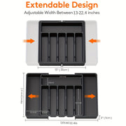 Flatware Organizer with Retractable Cutlery Storage Box, Large Capacity Drawer and Counter Utensil Holder