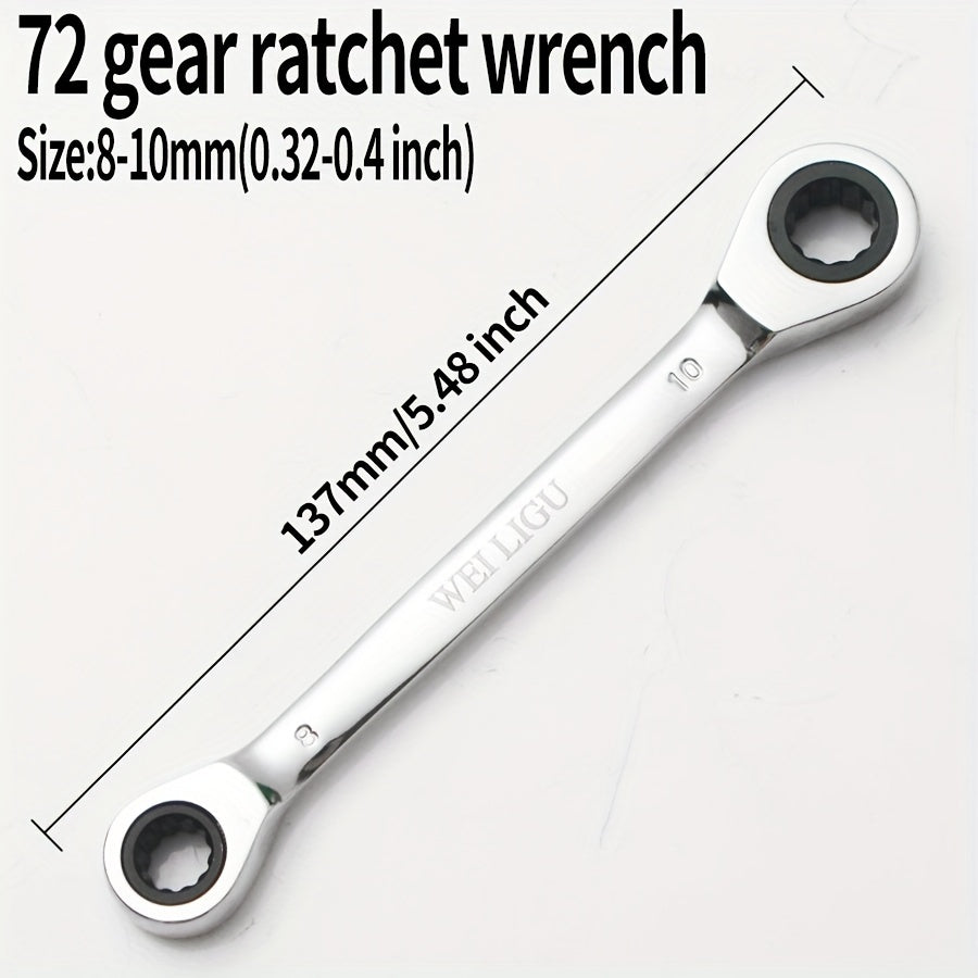 72 Tooth Ratchet Wrench Set Chrome Steel Double End 10-17mm Automotive