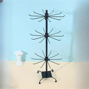 Металлическая вешалка для украшений с тремя вращающимися слоями для хранения ожерелий, серег, колец