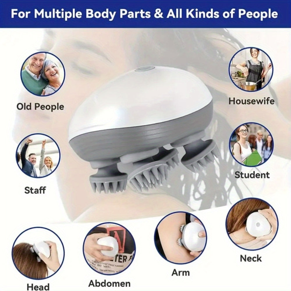 Masajeador eléctrico para la cabeza para relajación, ayuda para dormir, recargable por USB, masaje en el cuero cabelludo, cerebro, mascotas, regalo