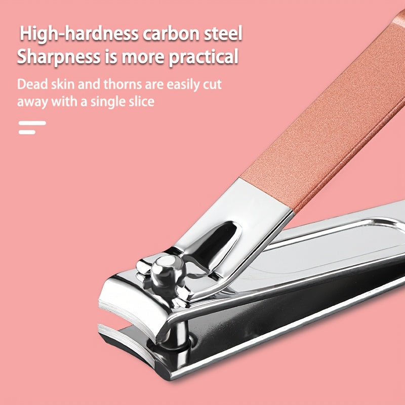 Pink Nail Care Set for Girls with Stainless Steel Tools and Storage Case