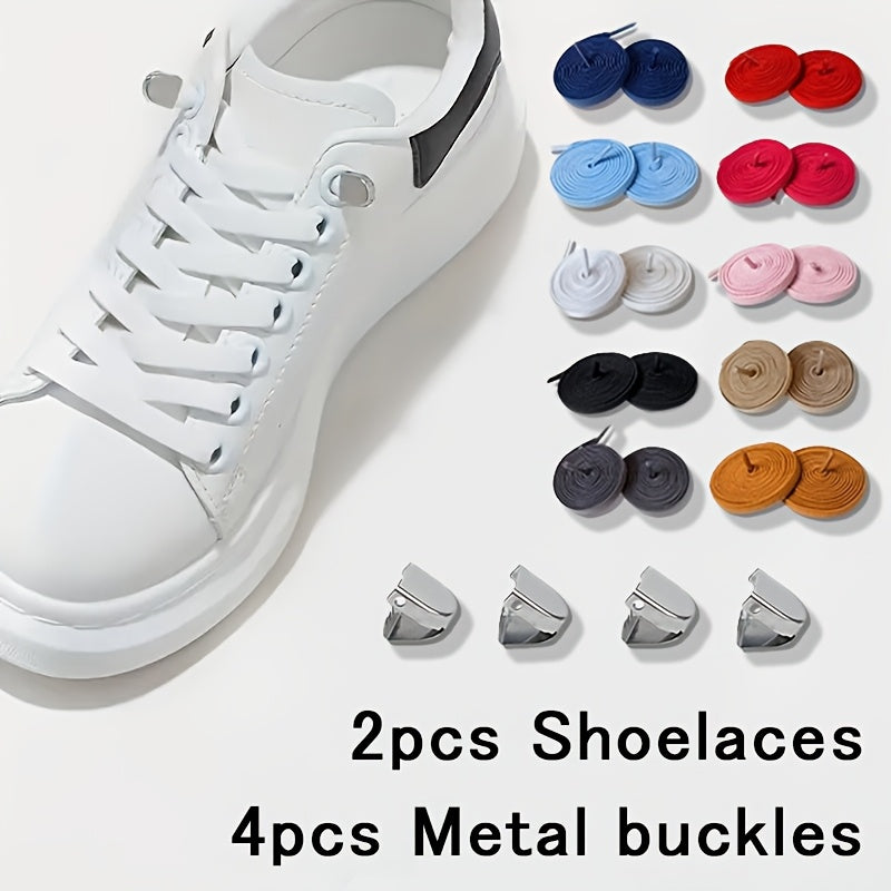 Unisex Polyester Elastic No-Tie Shoelaces for Running and Casual Shoes