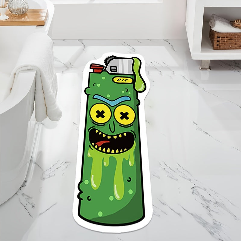 Multfilmli gilamcha, achchiq bodring, yashil, sirgʻalmas, suvga chidamli, pol uchun mato, mehmonxona, yotoqxona, oshxona uchun