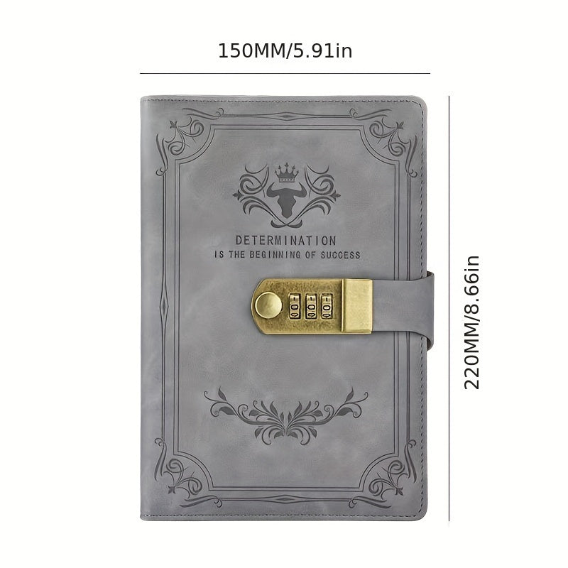 A5 Retro Parol yozuv kitobi, qulflangan, vintage fantastika uslubi