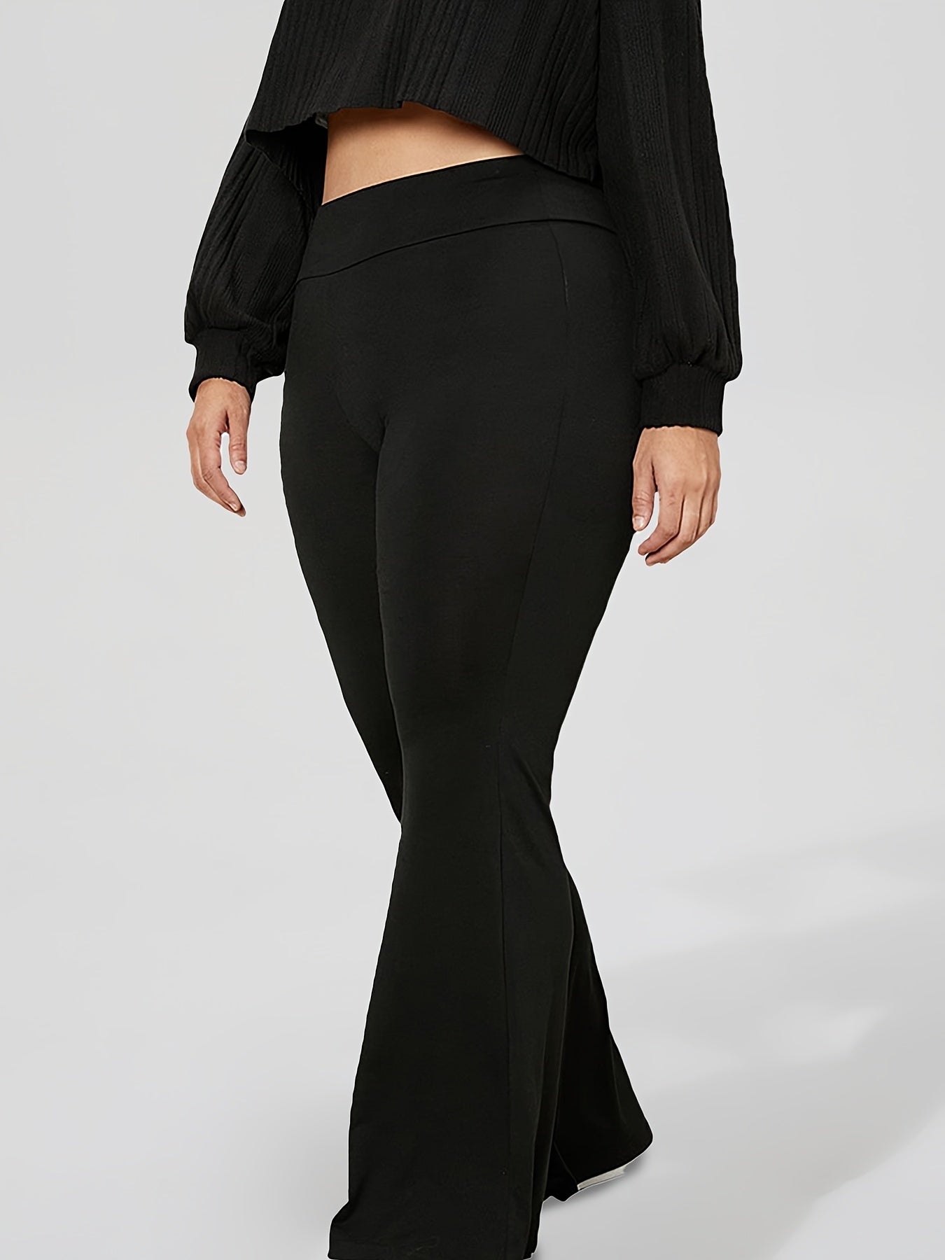 Women's Plus Size High-Elasticity Tummy Control Flared Yoga Pants for Running Fitness