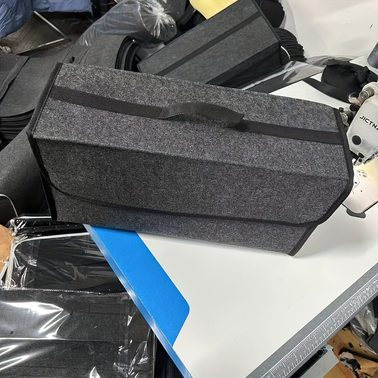 Cubo de almacenamiento para coche, tela de fieltro, organizador plegable para maletero, ordena el interior del coche