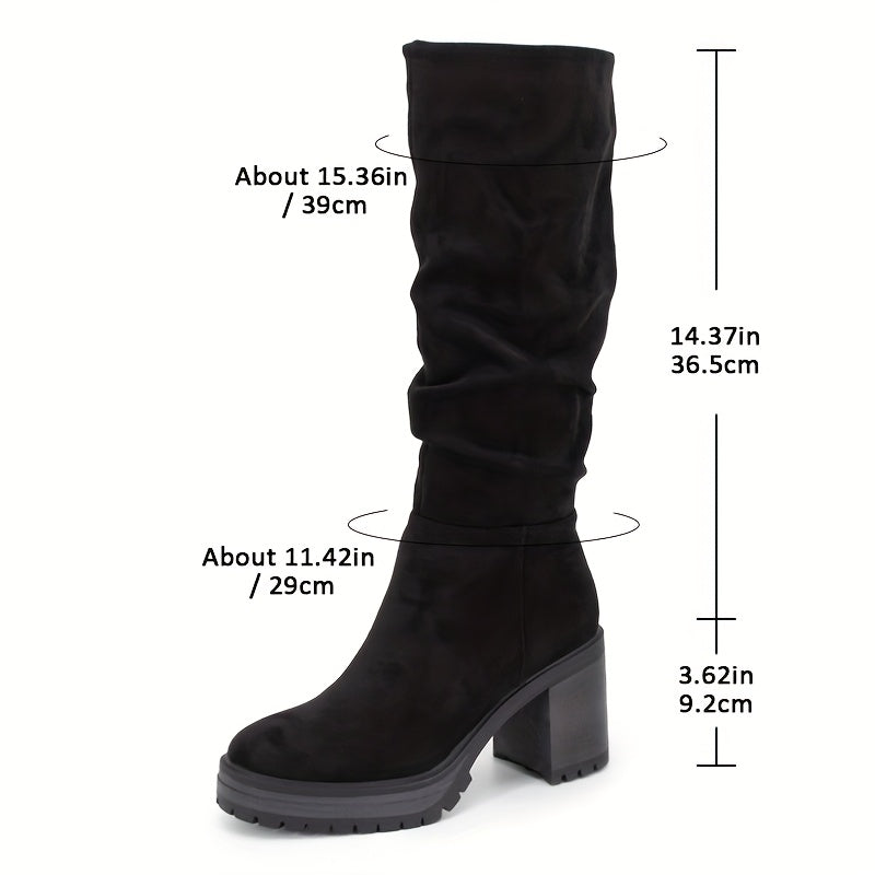 Women's Knee-High Platform Boots Synthetic Textured Chunky Heel All-Season