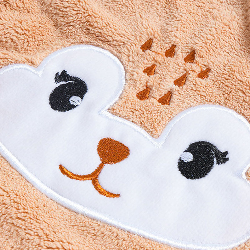 Hooded Bath Towel for Kids Super Absorbent Soft Polyester Animal Pattern 80cm