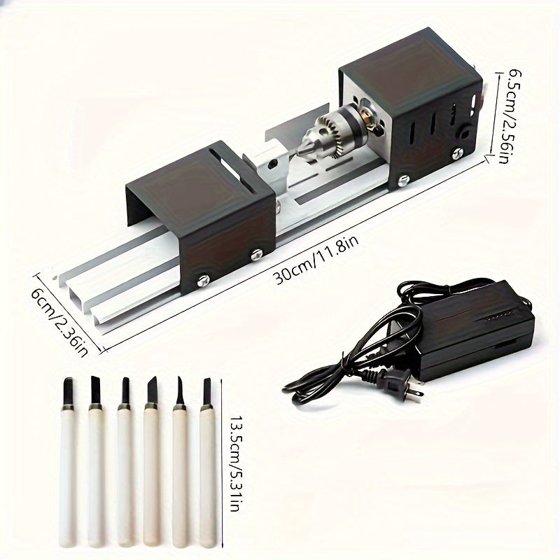 Mini DIY Woodworking Lathe Set for Grinding Polishing and Cutting 110-240V