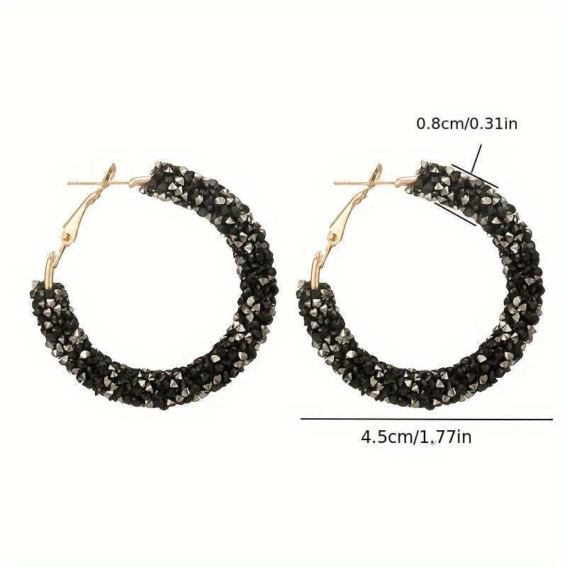 Women's Sparkling Crystal Diamond Hoop Earrings Large Circular Jewelry Gift