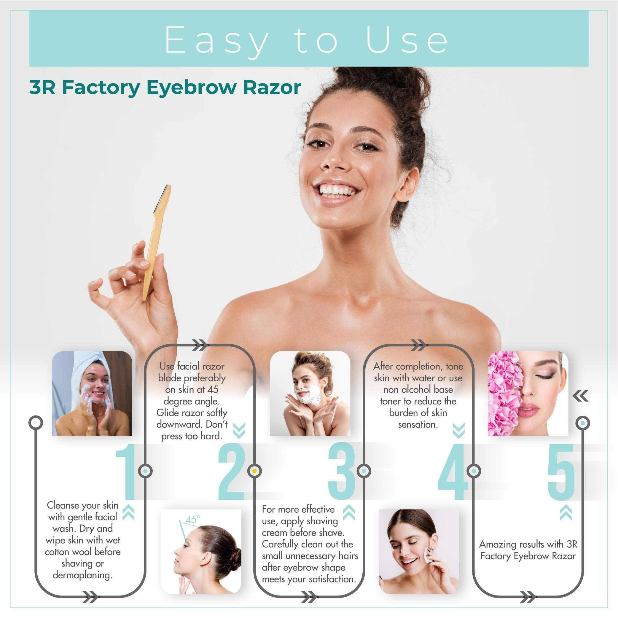 Women Facial Razors Stainless Steel 6 Pack for Fine Hair and Eyebrows