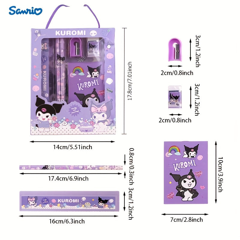 Cartoon Stationery Set with Plastic Ballpoint Pen Ruler Pencil Eraser for School Supplies