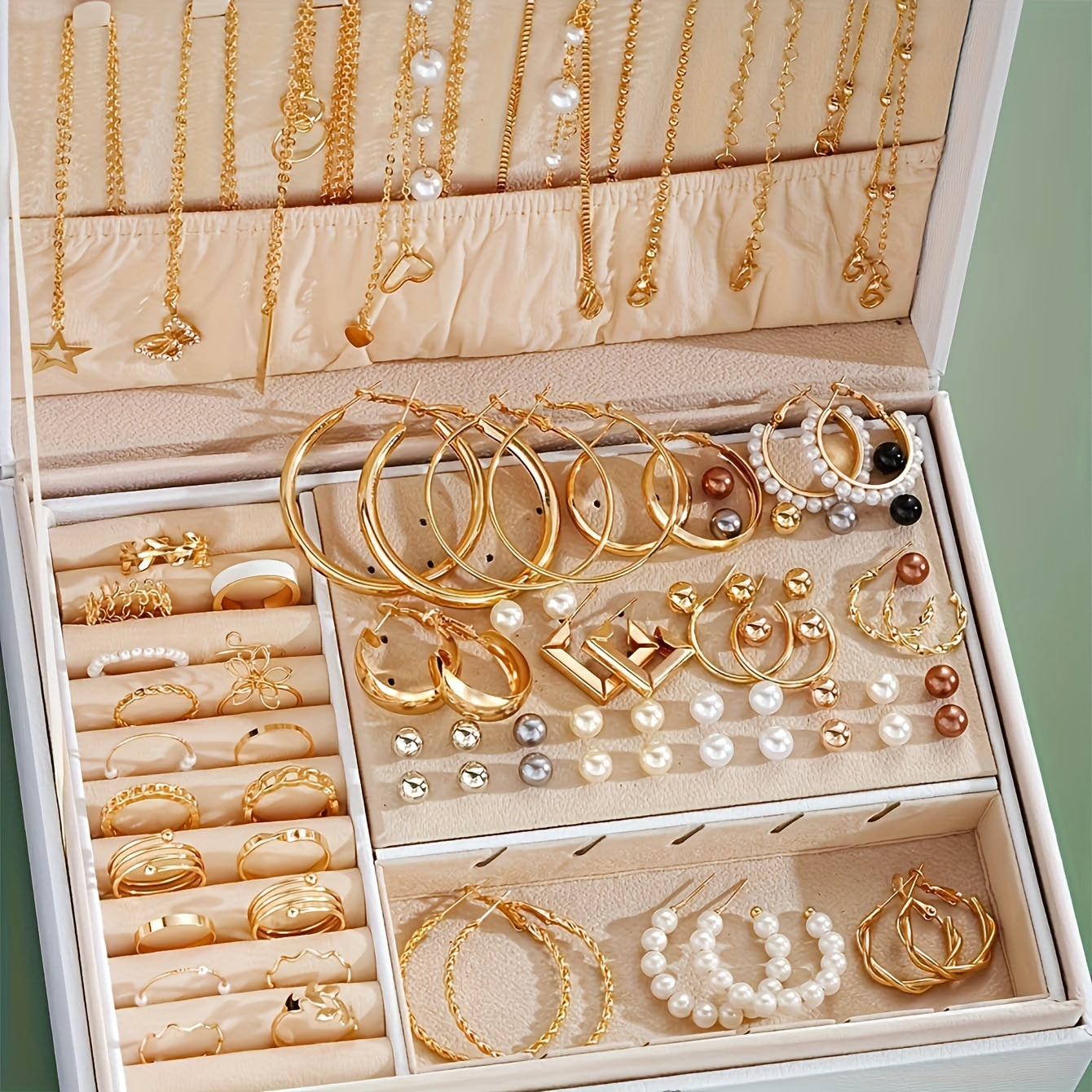 Vintage Boho Jewelry Set with Faux Pearls and Alloy for Women 54/83/86/104 Pieces