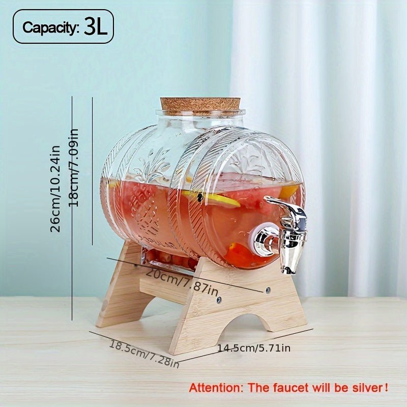 Glass Wine Fermentation Barrel with Faucet Cork Sealed for Brewing and Beverages