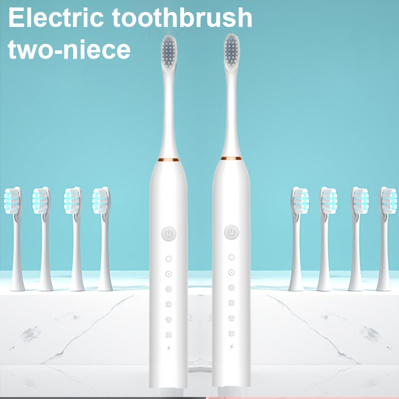 Qayta to'ldiriladigan elektr tish cho'tkasi, sezgir g'amlarga mo'ljallangan, 2 ta paket, 6 ta rejim